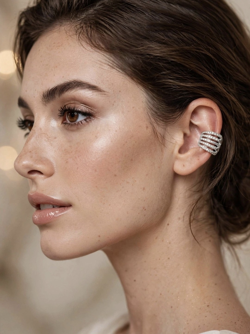 Silver Crystal Multi-Row Ear Cuff - Women Jewelry